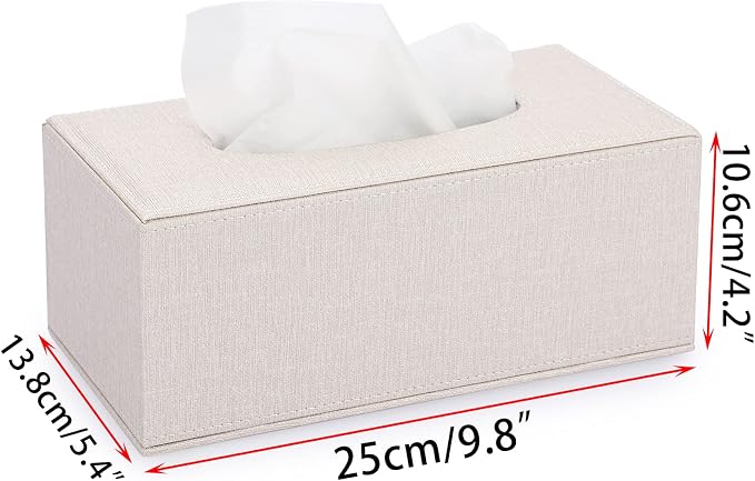 Sumnacon Tissue Box Cover Rectangle Linen Tissue Box, Stylish Tissue Box Holder - Image 3