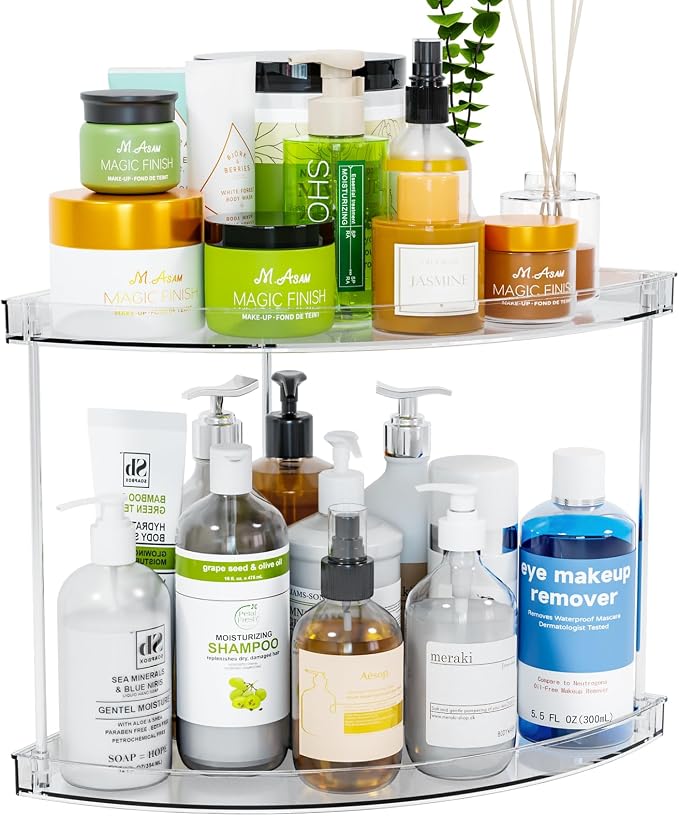 Yieach 2 Tier Corner Bathroom Counter Organizer, Acrylic Bathroom Counter Shelf - Image 9