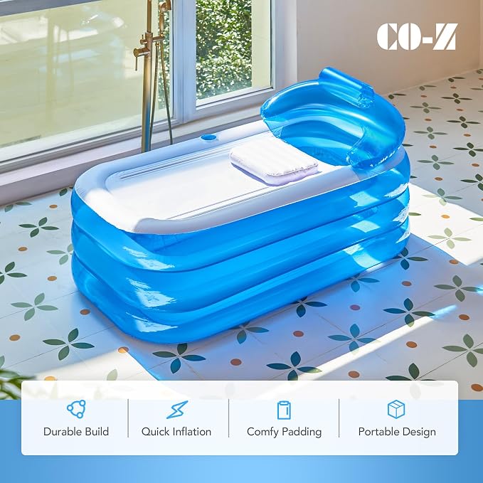 CO-Z Inflatable Bathtub with Electric Air Pump and Bath Pillow Headrest - Image 2