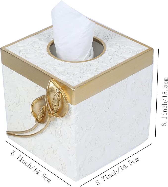 Hymmah Modern Square Tissue Box Cover Holder, Bathroom Accessories Decor Unique - Image 2