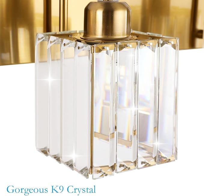 Ralbay Crystal Gold Bathroom Vanity Lights 4-Lights Vanity Lights Over Mirror - Image 7