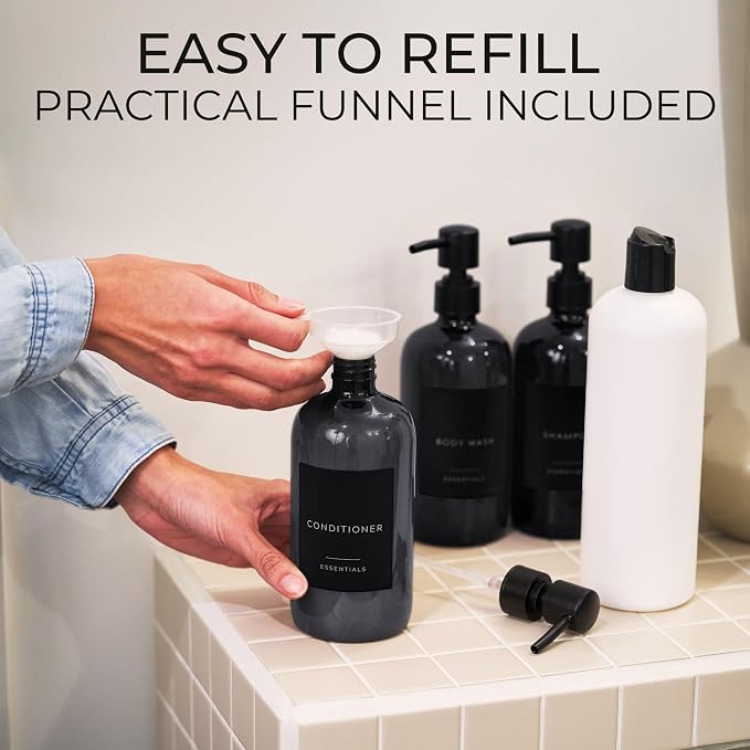 Stylish Shampoo and Conditioner Dispenser Set of 3 - Image 5