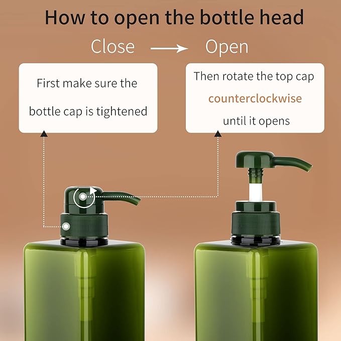 450ml Pump Bottle Dispenser Jansburg 2Pack Refillable Square Plastic Lotion - Image 4