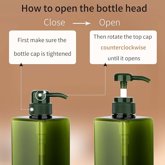 Pump Bottle Dispenser 22oz/650ml Jansburg 2Pack Refillable Square Plastic - Image 4