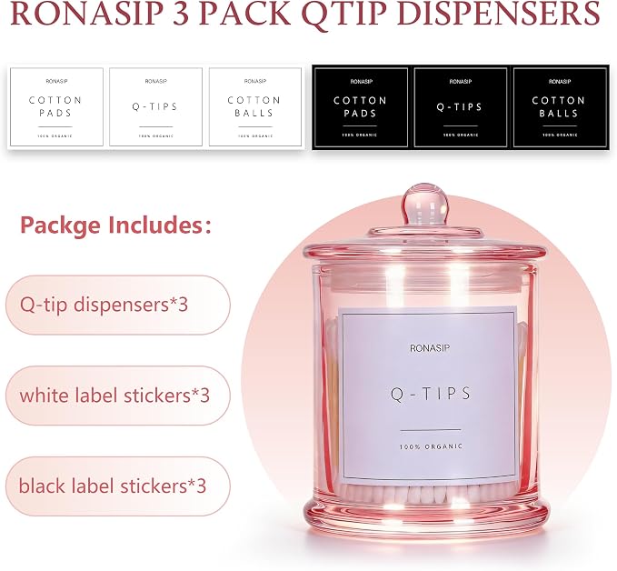 Qtip Holder & Cotton Pad Dispenser, Bathroom Organizer and Storage Canisters - Image 7