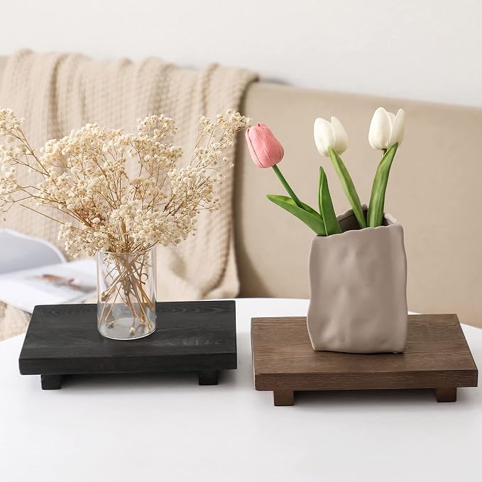 Bathroom Counter Organizer Wood Pedestal Stand Farmhouse Decorative Tray Soap - Image 7