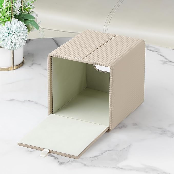 Tissue Box Cover Square with Magnetic Closure, PU Leather Tissue Box Holder - Image 3