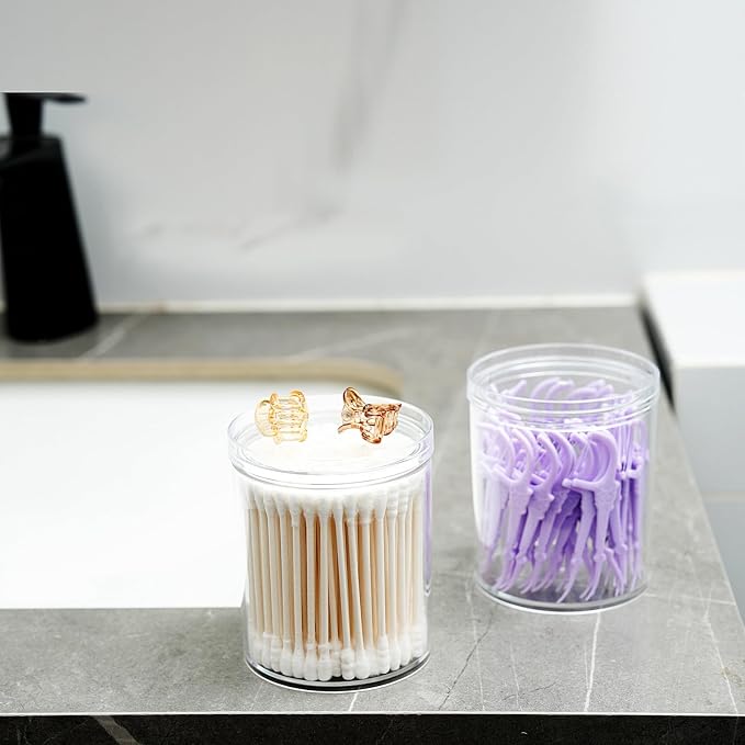 SheeChung 2-Pack Stackable Clear Qtip Holder - 10oz Crystal Apothecary Jars - - Image 8