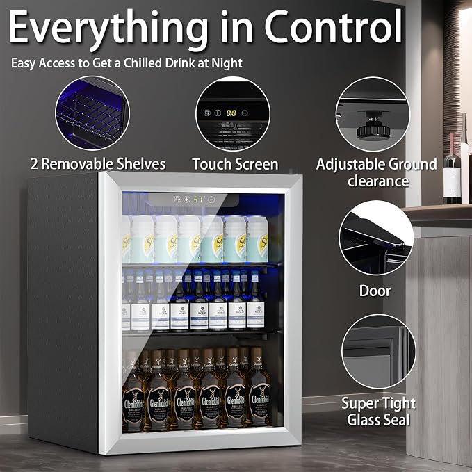 Stopasd Beverage Refrigerator Cooler, 1.6 Cu.Ft/70 Can Drink Fridge - Image 4