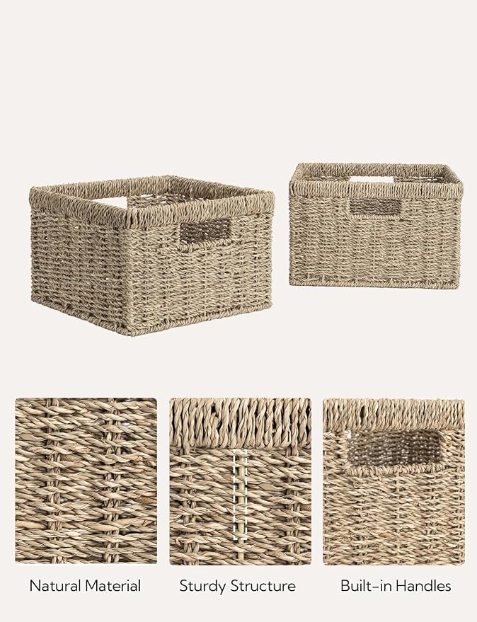 StorageWorks Wicker Storage Baskets, Handwoven Seagrass Basket - Image 3