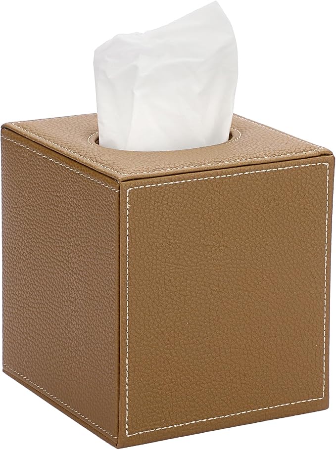 Sumnacon Square Leather Tissue Box Cover by Sumnacon