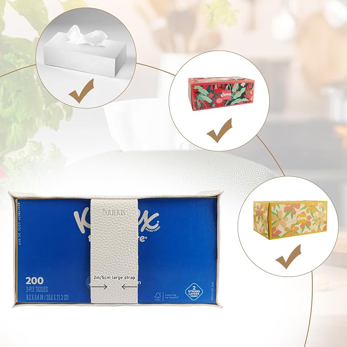 Tissue Box Cover PU Leather Tissue Holder Rectangle Facial Tissue Case Tissue - Image 3