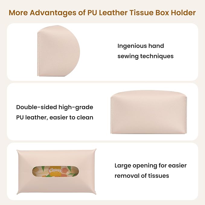 Long Tissue Box Cover, PU Leather Tissue Holder Rectangle, Facial Paper - Image 5