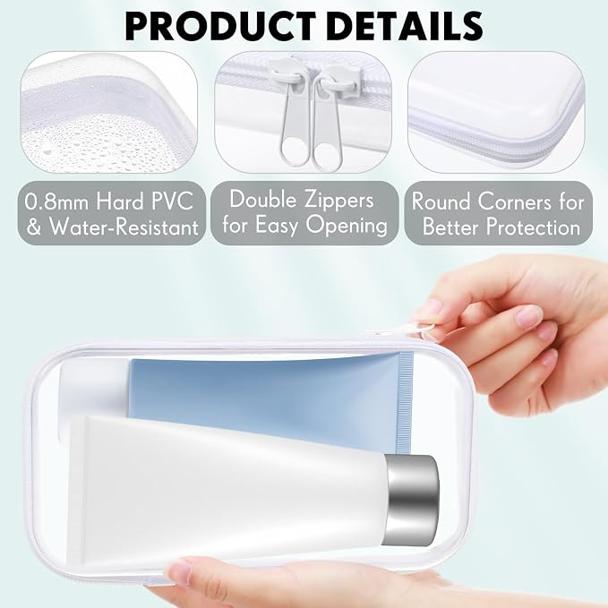 Sanwuta 10 Pcs Hard Zipper Case Clear Hard Pouches Plastic Zipper Pencil Box - Image 4