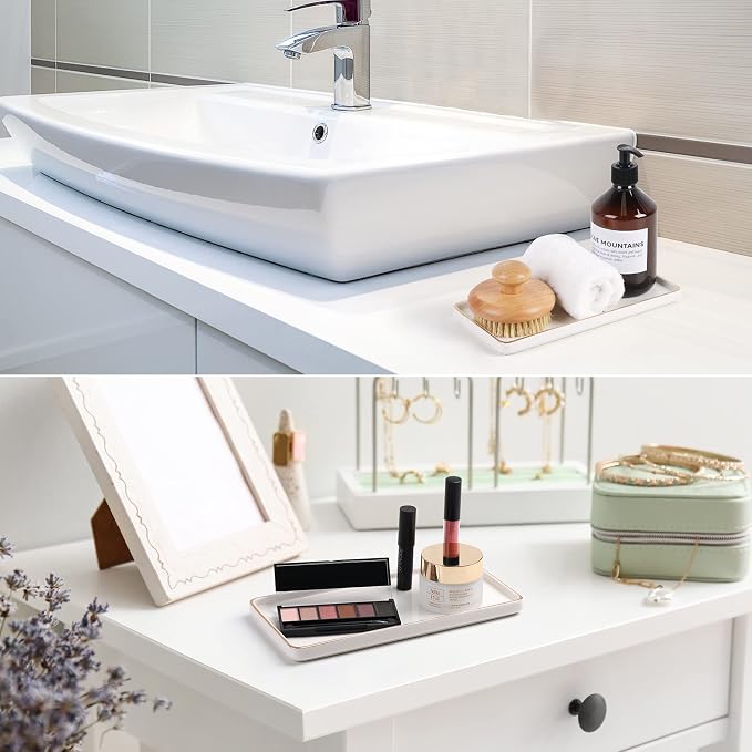 Gurygo 8" Bathroom Tray, Ceramic Vanity Trays - Image 6