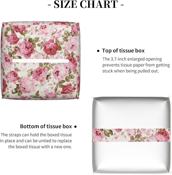 Vintage Rose Flowers Leaves Tissue Box Cover Square - Image 5