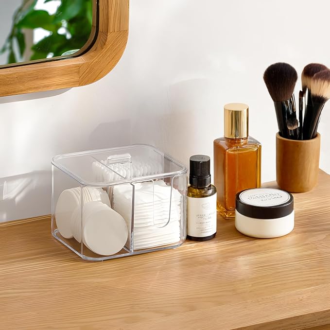 KIMCHOMERSE Qtip Holder, 4 Compartments Bathroom Canisters - Image 7