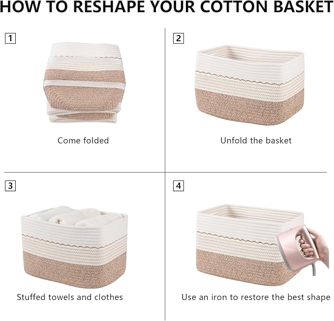 4 Pack Storage Baskets for Organizing, Decorative Cotton Rope Baskets for - Image 8