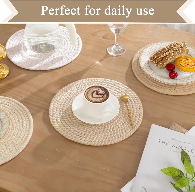 SHACOS 10 Inches Trivets for Hot Dishes, 4 Pieces Cotton Trivets Mats for - Image 2