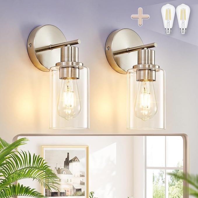DLLT Wall Sconces Set of Two: Modern Bathroom Vanity Light Fixtures by DINGLILIGHTING