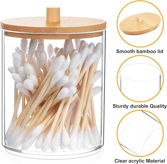 2 Pcs Qtip Holder, Cotton Pads Balls Dispenser Holders, Apothecary Jar Holder - Image 4