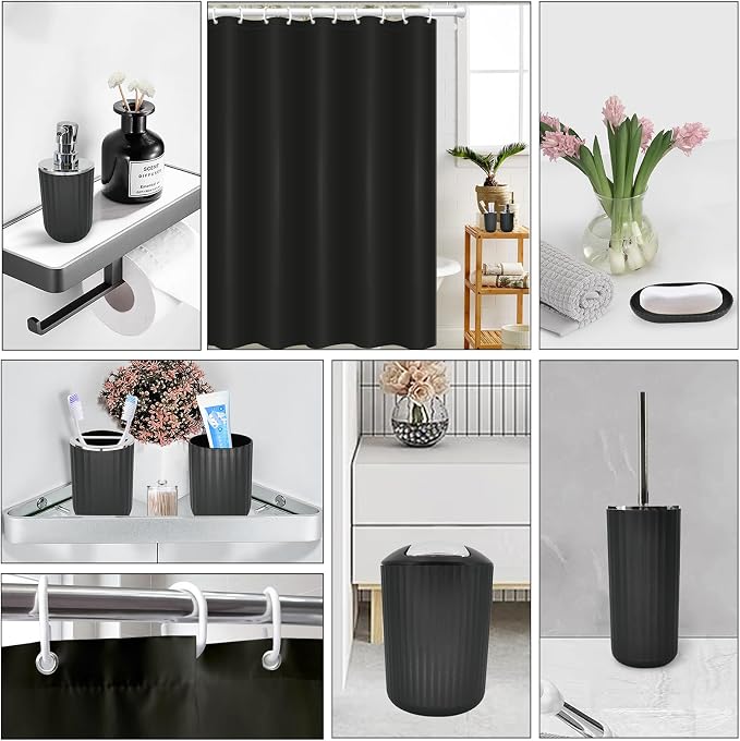 Black Bathroom Accessories Set, 9-Piece Bathroom Accessory Sets Complete - Image 2