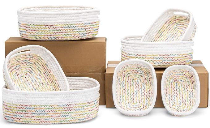 7 Piece Cotton Rope Woven Basket Set by HLWDFLZ