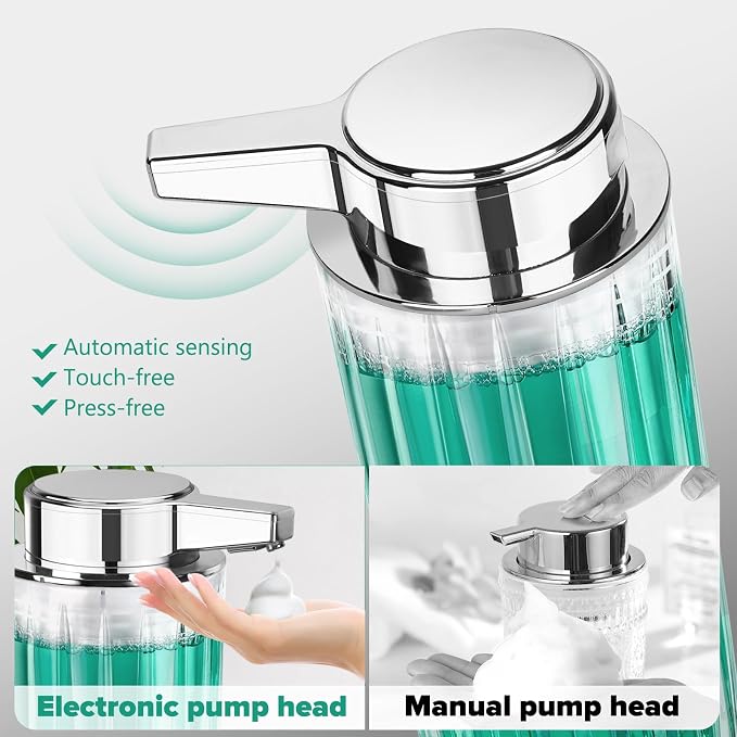 Automatic Soap Dispenser Foam for Kitchen: 11 OZ Glass Touchless Clear Auto - Image 2