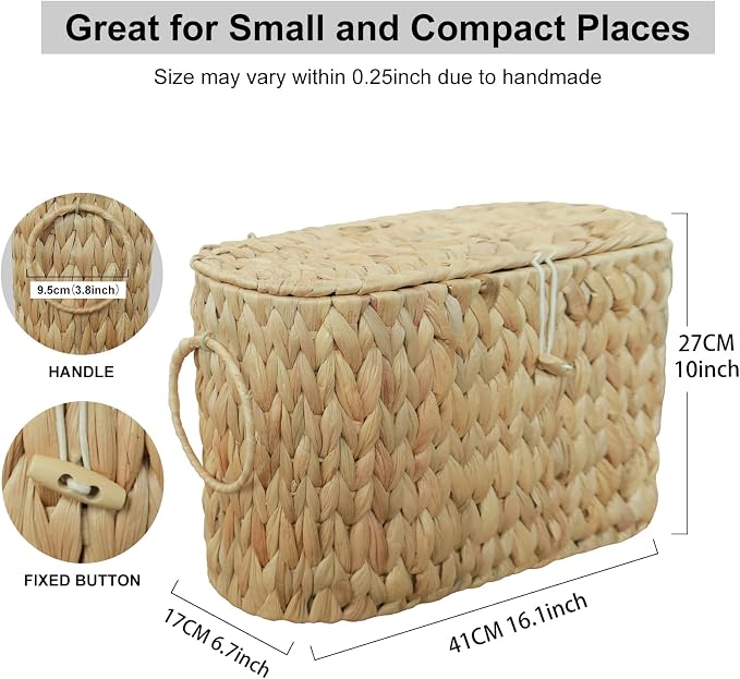 Toilet Paper Basket with Lid, Wicker Basket - Image 4