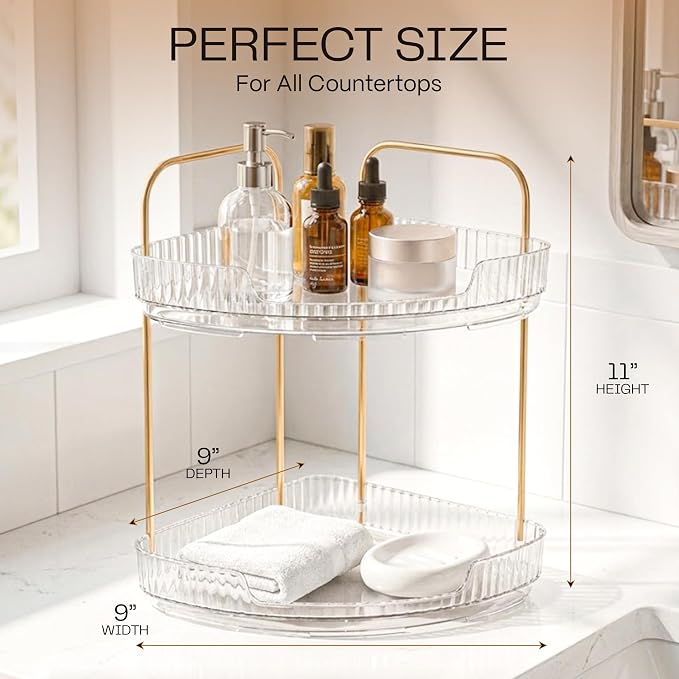 2-Tier Acrylic Corner Bathroom Organizer - Image 4
