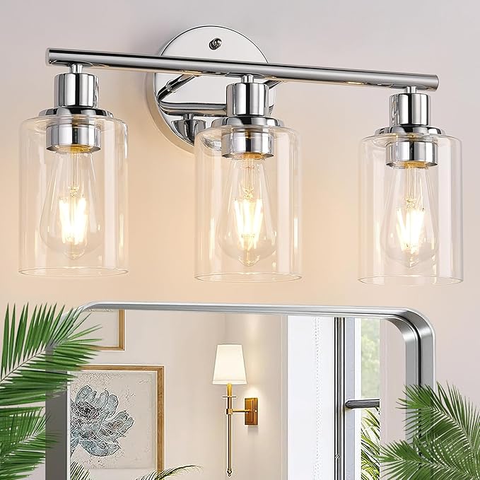 3-Light Bathroom Light Fixtures, Chrome Bathroom Wall Light by Zarbitta