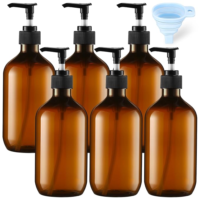 Sliner 6 Pcs Shampoo and Conditioner Dispenser Bottles 16.9 oz Plastic Shower by Sliner