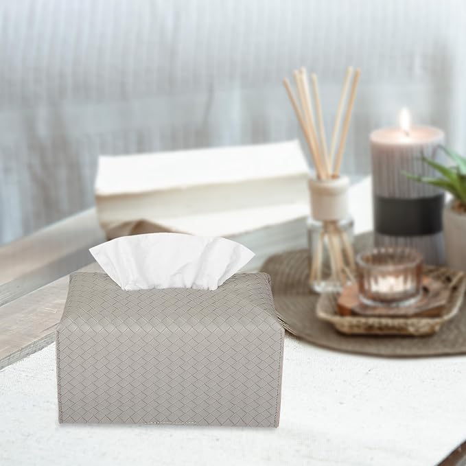 Tissue Box Cover PU Leather Tissue Holder Square Facial Tissue Case Facial - Image 3