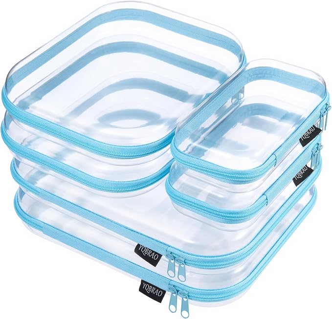 6 Pack Clear Hard Shell Zipper Case, See-Through Hard Plastic Organizer Pouches by Unknown