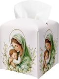 Holy Infant & Virgin Mary Square Tissue Box Cover, PU Leather Drawstring Bottom by BGFMVS