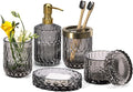 EMPO 6PCS Bathroom Clear Glass Accessories Set Contemporary Modern Decor by EMPO