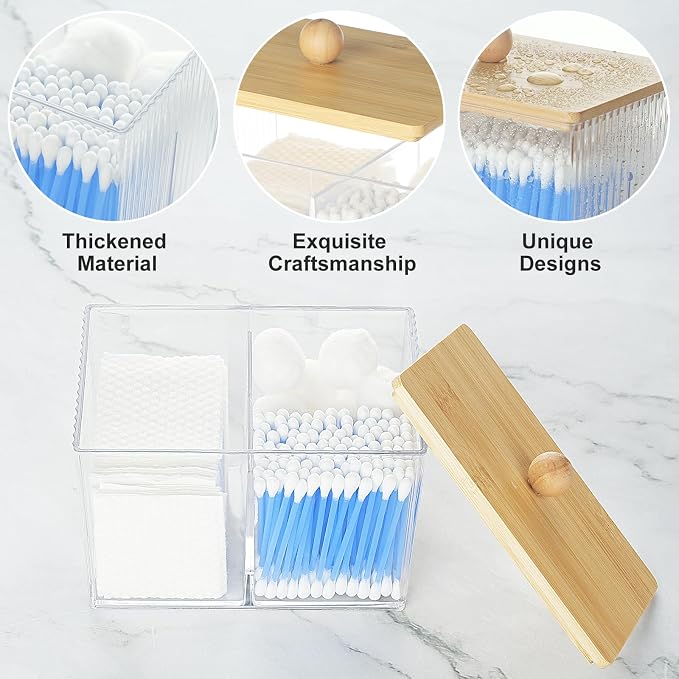 KIMCHOMERSE Qtip Holder Storage, Bathroom Cotton Ball Holder Canisters - Image 2