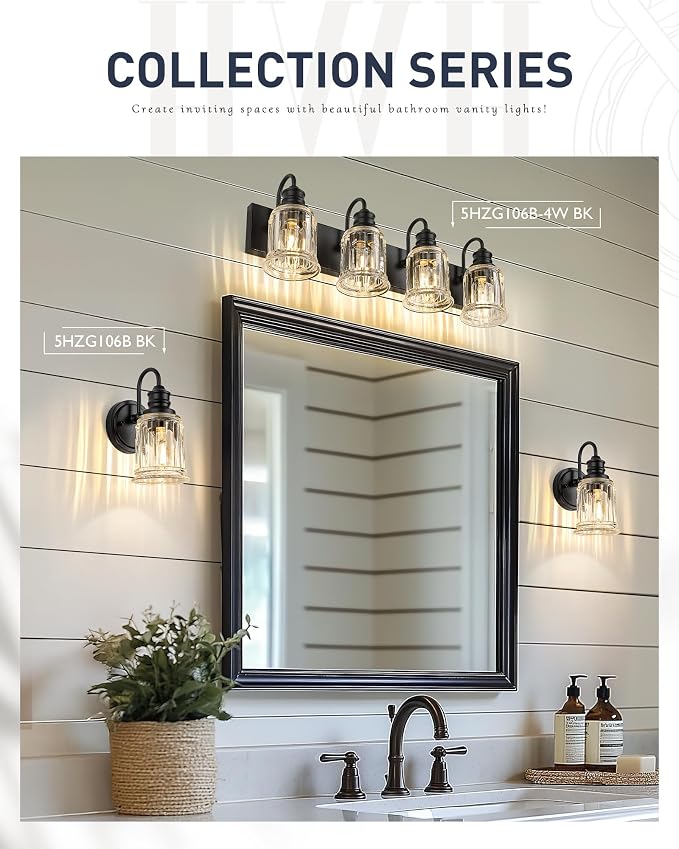 HWH 4-Light Bathroom Vanity Light, Wall Light Sconces - Image 6