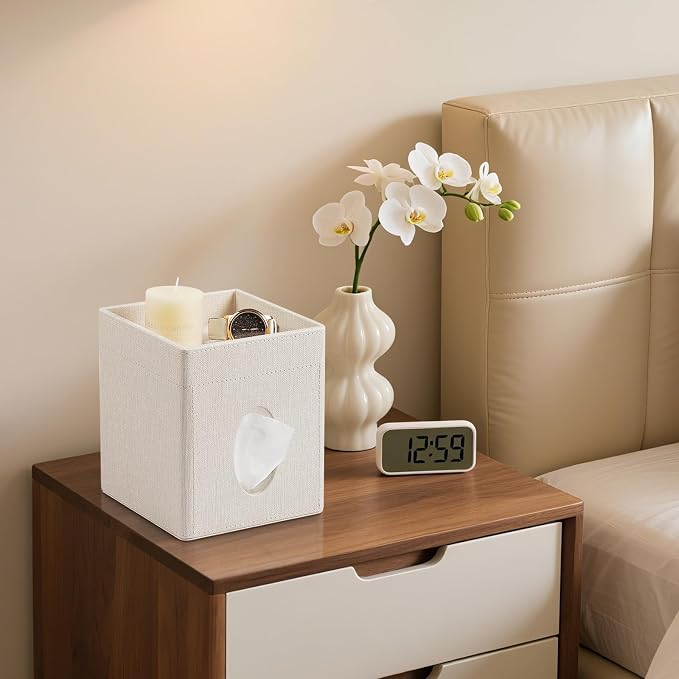 Tissue Box Cover, PU Leather Square Tissue Box Holder - Image 5