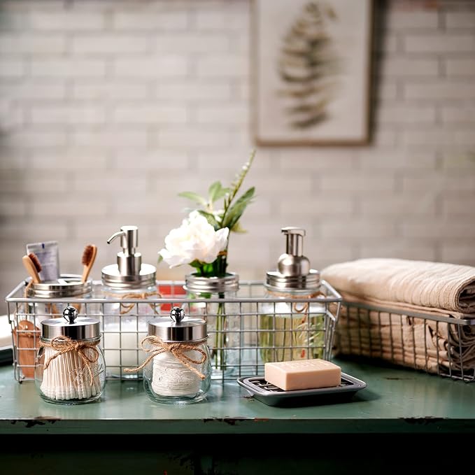 SheeChung 6Pcs Mason Jars Bathroom Accessories Set - Image 4