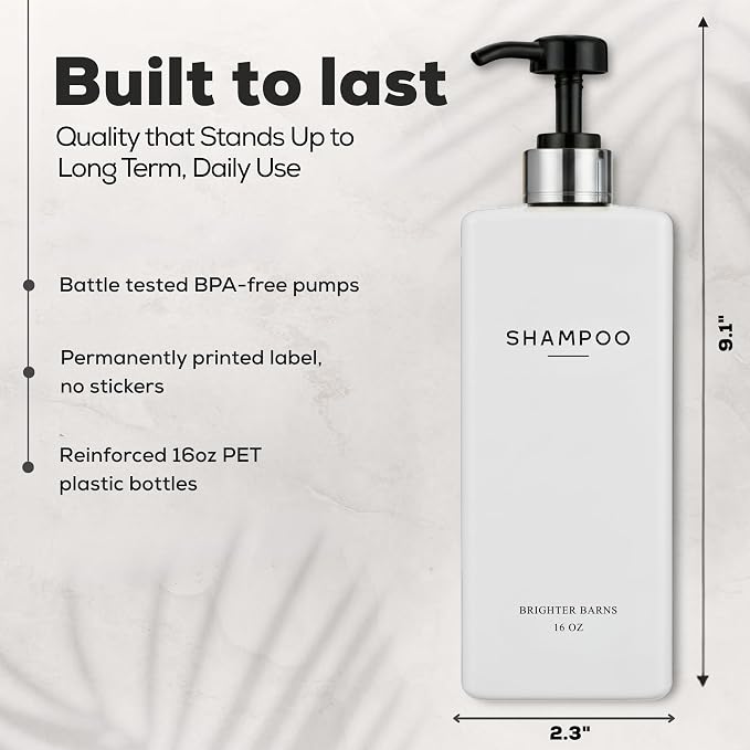 White Shampoo and Conditioner Dispenser Set by Brighter Barns - Image 3