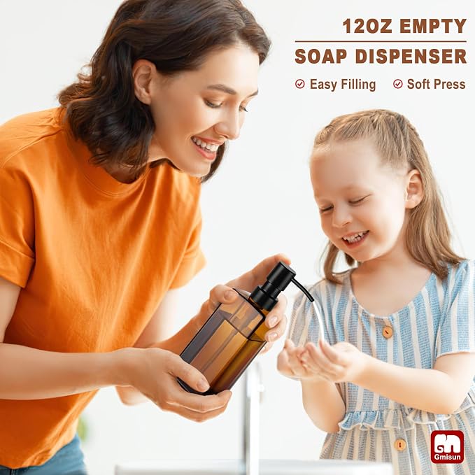 GMISUN Amber Glass Soap Dispenser, Hand Soap Dispenser - Image 7
