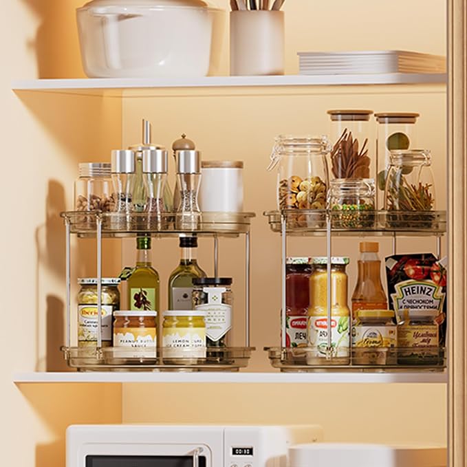 LAMU 2 Tier Lazy Susan Turntable Organizer 10.6'' Rotating Spice Rack - Image 8