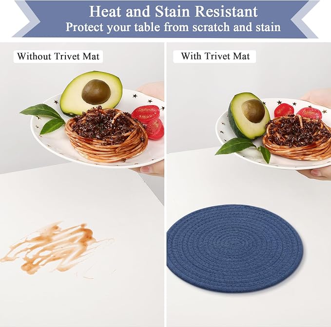 SHACOS 8 Inches Trivets for Hot Dishes, 4 Pieces Cotton Trivets Mats for Kitchen - Image 3