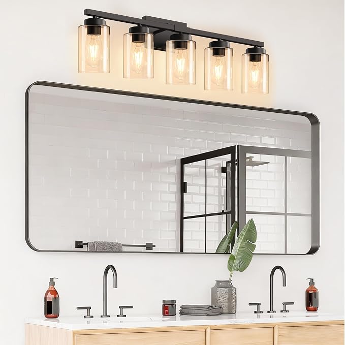IZORRO Modern Bathroom Light Fixtures, 5 Light Black Vanity Lights, Bathroom - Image 8