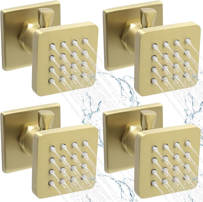 Brushed Gold Square Shower Body Spray Jets by Backnets