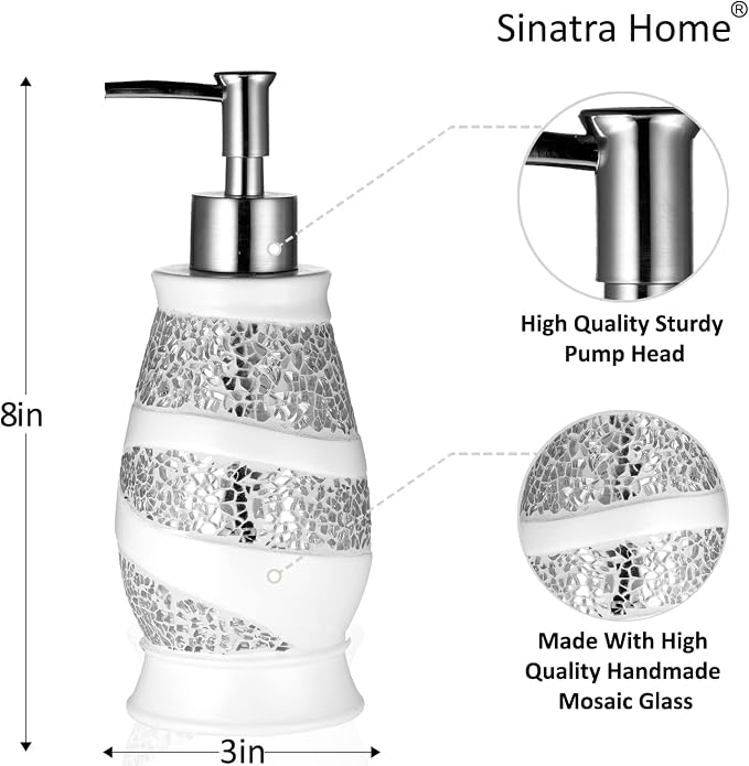 Zahari Home 4pc Sinatra Stylish Bathroom Accessories Set White Soap Dispenser - Image 2
