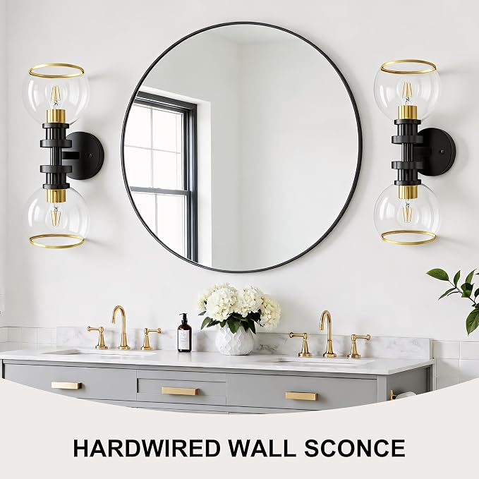 Modern Bathroom Light Fixtures, 2-Light Vanity Lights Set of 2, Hardwired - Image 6
