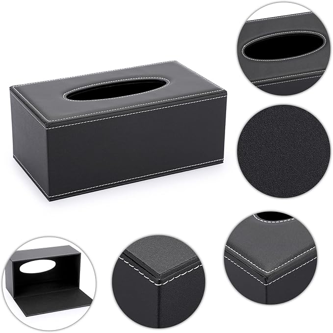 Sumnacon Tissue Box Cover Rectangle Leather Tissue Box Stylish Tissue Box Holder - Image 4