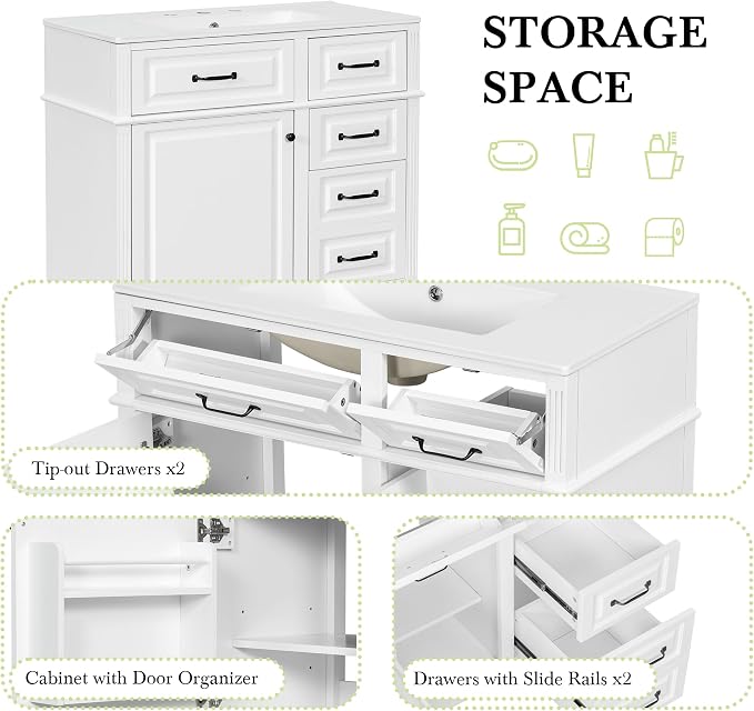 Harper & Bright Designs 36" Bathroom Vanity - Image 5